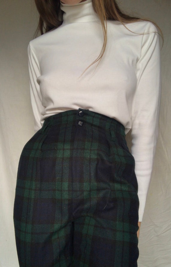 Vintage high waisted plaid wool pants