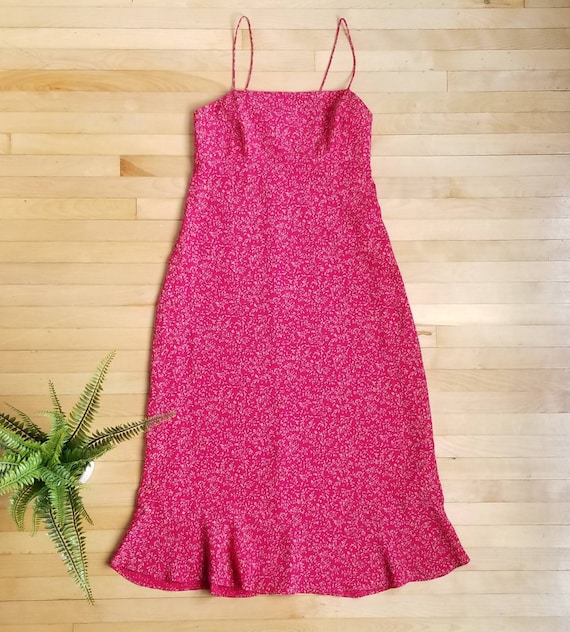 90s Summer Dress, Floral Print Dress, Spaghetti St