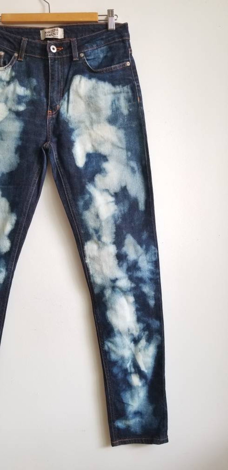 DIY Bleach Jeans Size 31 Naked /& Famous Jeans Tie Dye Jeans Grunge Jeans Slim Fit Men Jeans