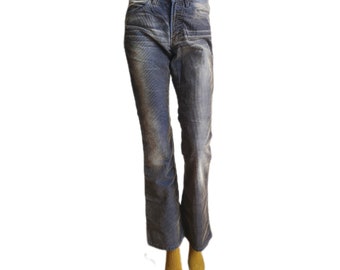 Y2k ENERGIE Jeans 00s Fashion Pants Vintage Cord Pants Low Waist Cord Pant Washed Blue Pants, Size 30 men
