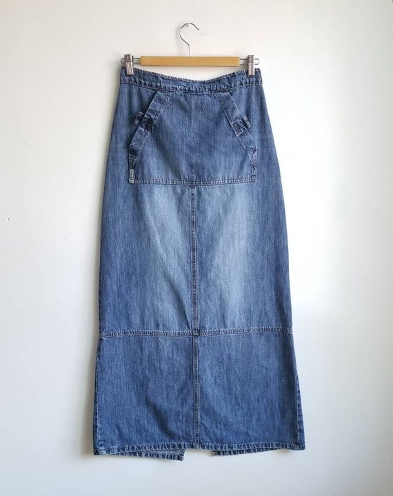 Y2k Denim Skirt, Vintage Jeans Skirt, Long Denim S