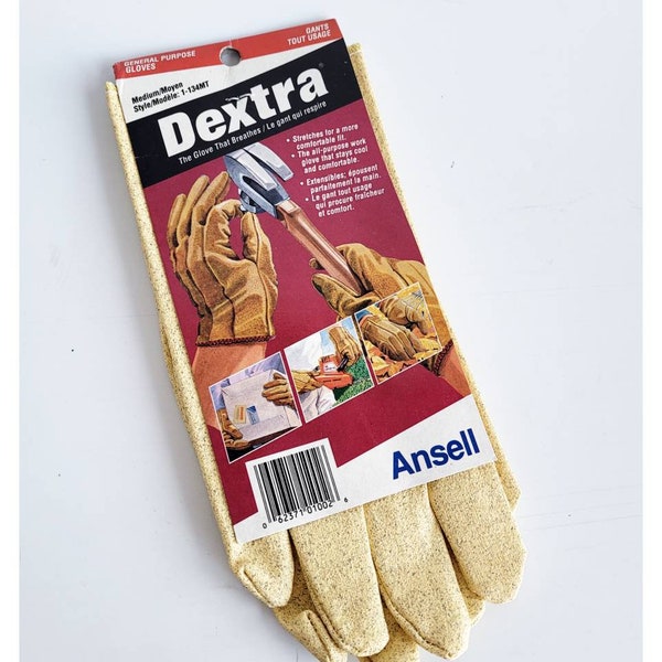Work Glove DEXTRA Glove Deadstock 80s Work Glove Polyvinyl Chloride Coating Glove Utility Gloves Vintage Work Globe (Size One size)