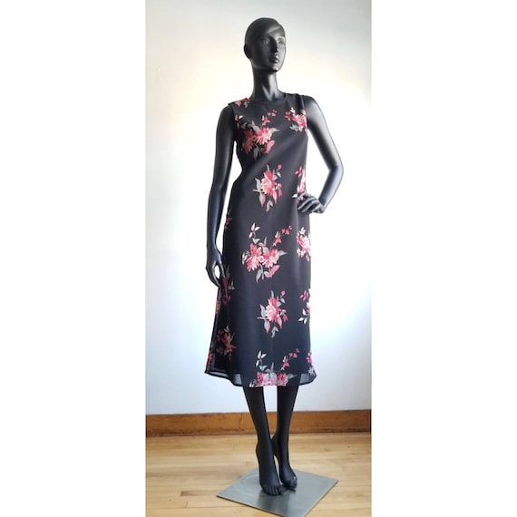 Y2k Sheer Dress Chunky Flower Print Dress Black Floral - Etsy