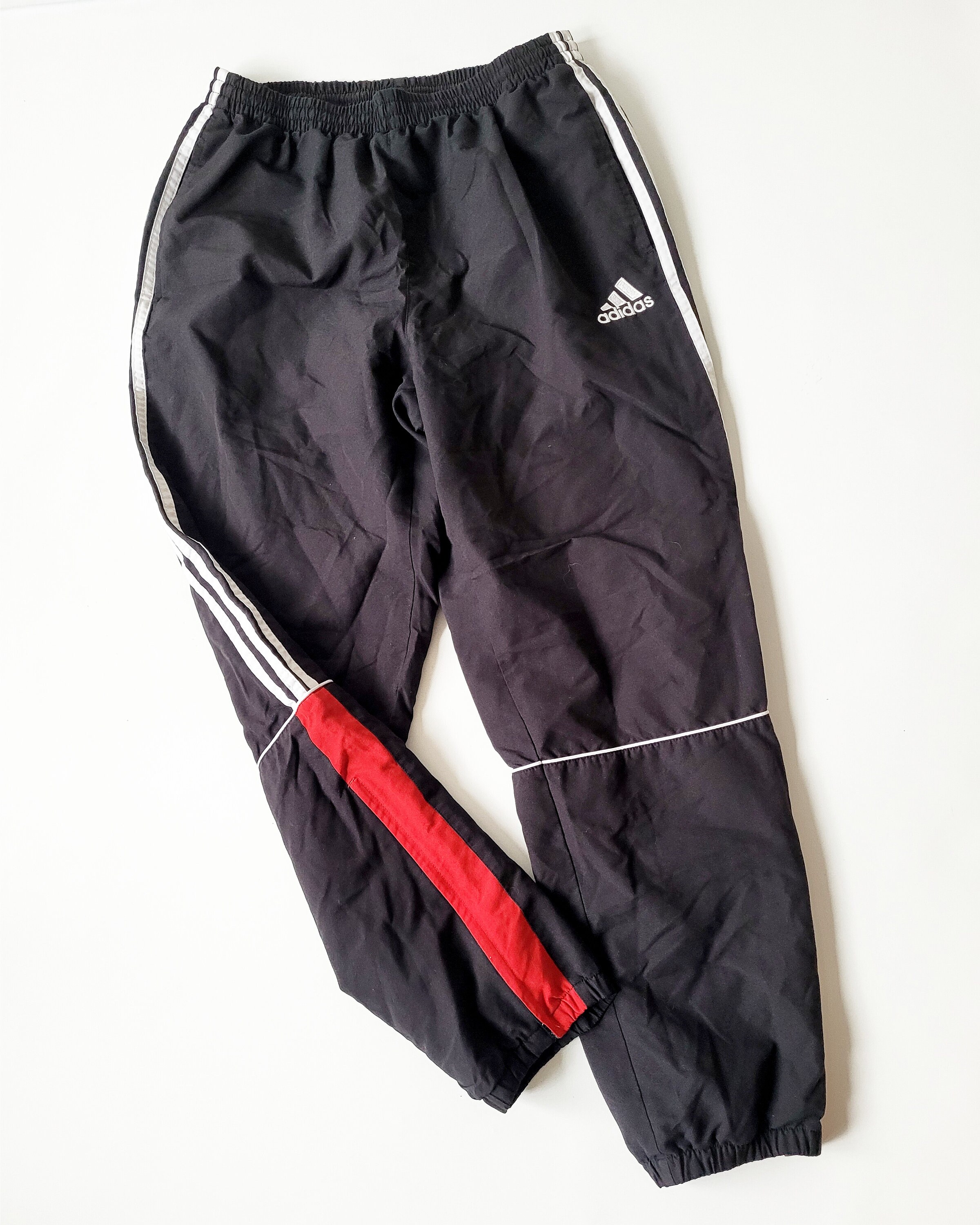 Vintage Adidas track pants 90s Adidas pants Y2k sportwear Streetwear  Breaker pants joggers black white red 3 stripes track pants, Large