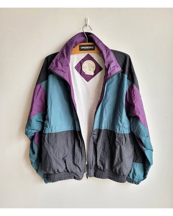 90s Windbreaker Vintage Sport Jacket Nylon Zip up Coat