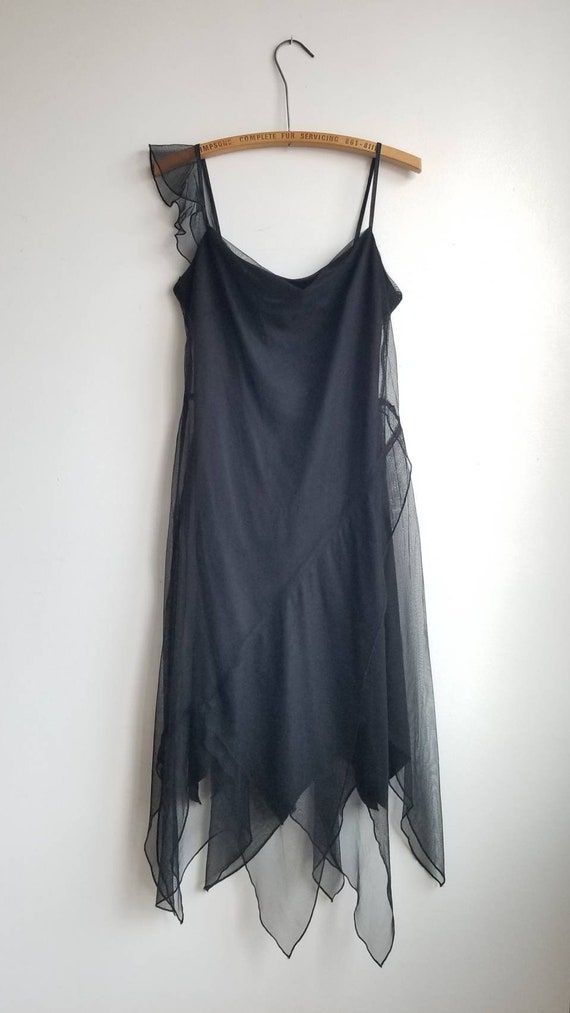 Y2k Gothic Dress,Vintage Black Dress, 00s Mesh Dre