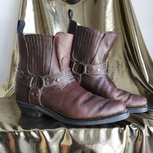 Motorlaarzen Vintage BOULET Cowboylaarzen Vrouwen Boho Leren Laarzen Westerse Vrouwen Leren Laarzen Bruine Cowboylaarzen Enkel Cowboy Laarzen Maat 9