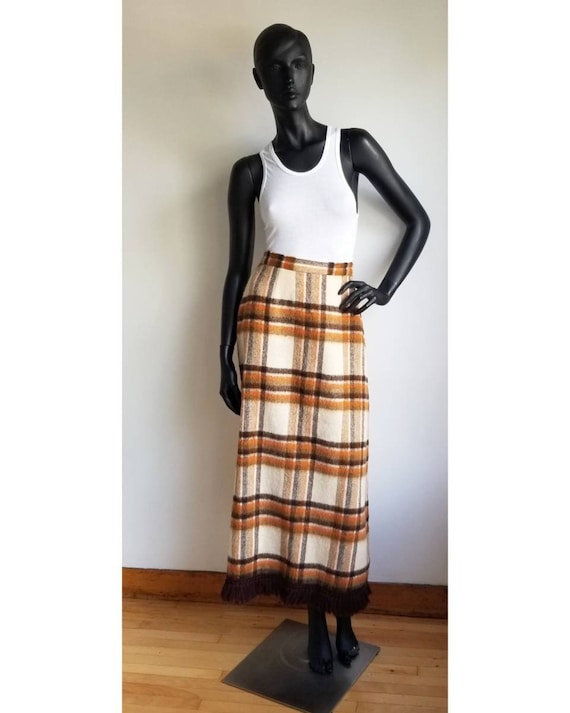 70s Wool Maxi Skirt, Hippie Skirt, Handmade Wool S