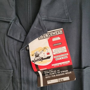 Boiler suit Mechanic's Jumpsuit blue grey Cotton Coverall Utility Jumpsuit 80s Workwear Suit, Size 42/33 Large men zdjęcie 8