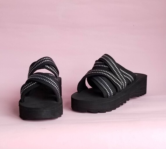 black foam platform sandals
