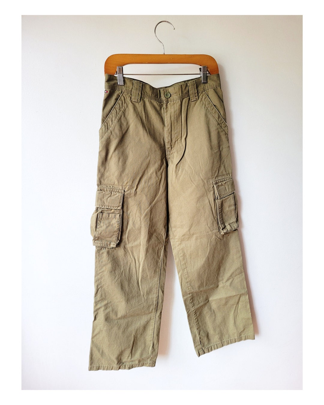 Y2k Tommy Hilfiger Cargo Pants Khaki Green Wide Straight Leg Etsy