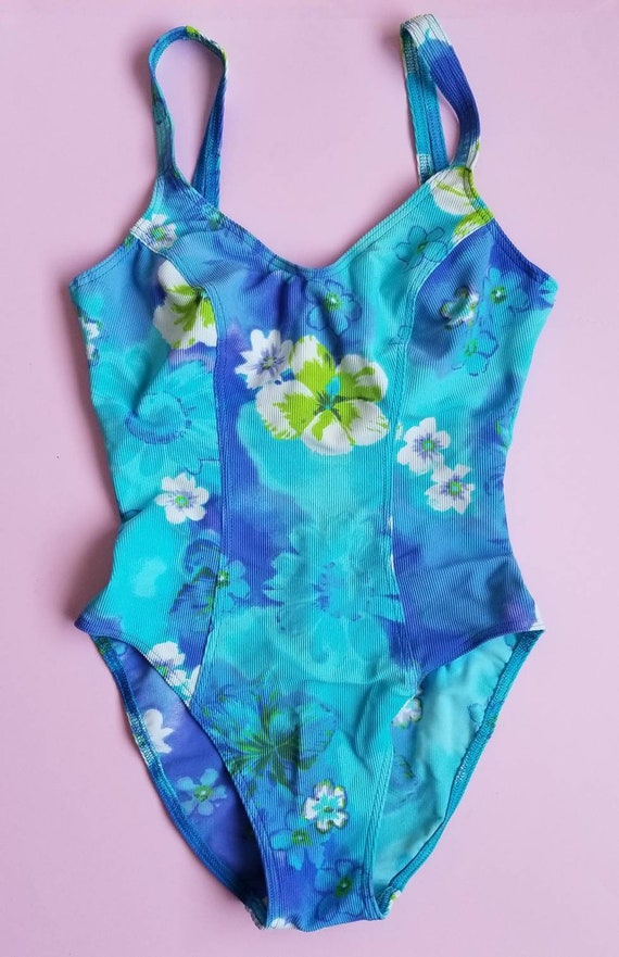 90s Bathing Suit, One Piece Bathing Suit, Aqua Swimsu… - Gem