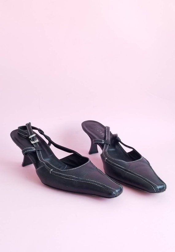 Y2k Kitten Heels, Spring Shoes, 2000s Black Leathe