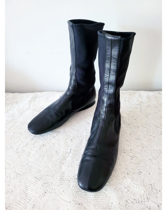 Prada Sport Line Y2k Flat Boots Mid Calf Boots Lack Nylon - Etsy