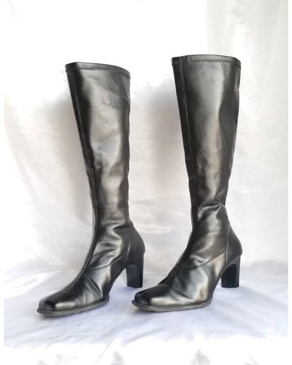 Y2k Black Socks Boots Square Toe 00s Black Minimal