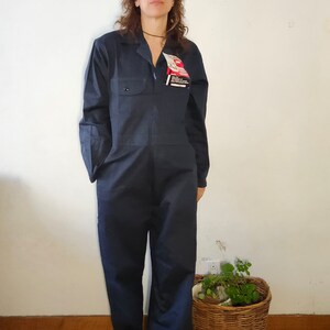 Boiler suit Mechanic's Jumpsuit blue grey Cotton Coverall Utility Jumpsuit 80s Workwear Suit, Size 42/33 Large men zdjęcie 10