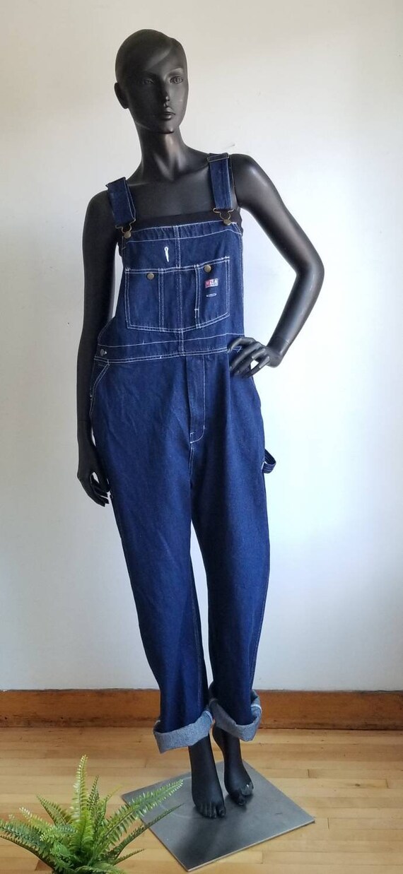 80s Vintage Blue Denim Overall, Workwear Dungarees