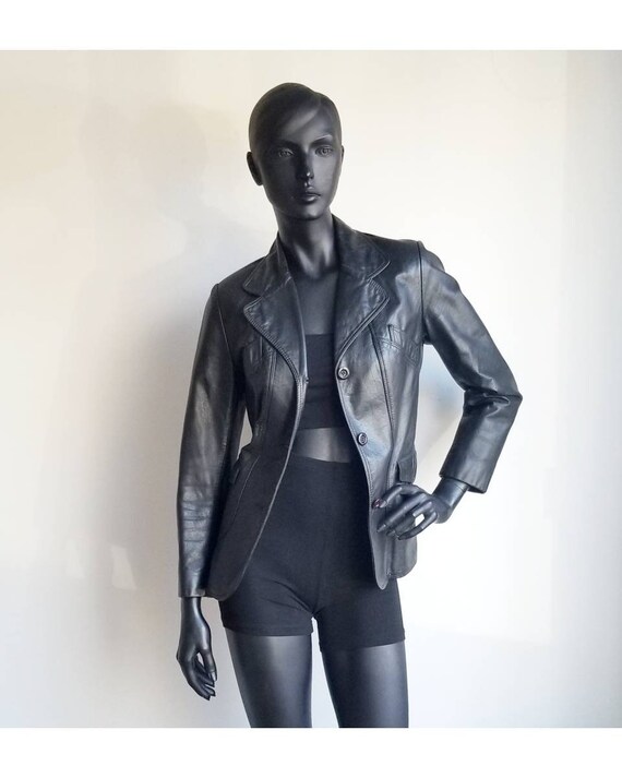 70s Leather Jacket, Vintage Black Leather Jacket,