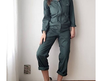 Taglia 36\70 Vintage Tuta Verde da meccanico Tuta da motociclista Tuta da lavoro Deadstock Workwear Utility Tuta, Taglia 36