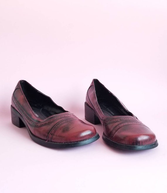 Burgundy Vintage Shoes, 90s Shoes, Women Shoes, Ch