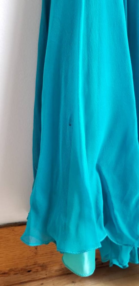 80s Evening Dress, Vintage Turquoise Sequin Rhine… - image 10