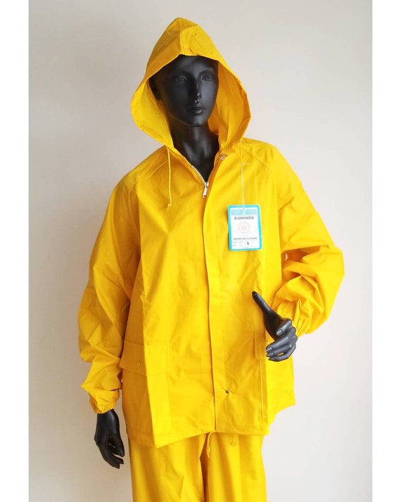 70s Rain Suit, Workwear Yellow Nylon Suit, Rain Co