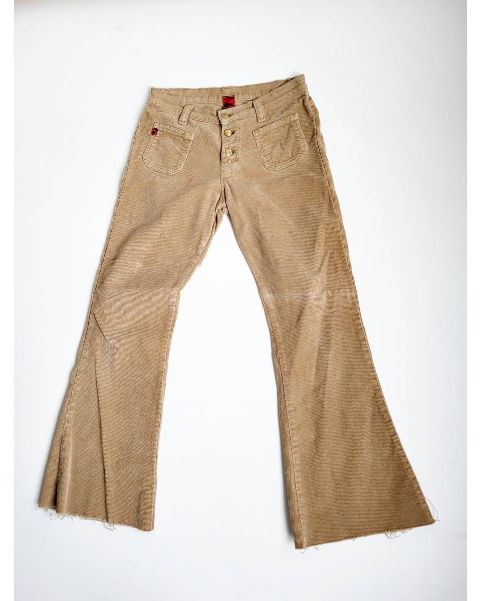 Women039s Solid Color High Waist Slim Micro Flare Pants Corduroy Casual  Pants  eBay