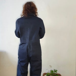 Boiler suit Mechanic's Jumpsuit blue grey Cotton Coverall Utility Jumpsuit 80s Workwear Suit, Size 42/33 Large men zdjęcie 9