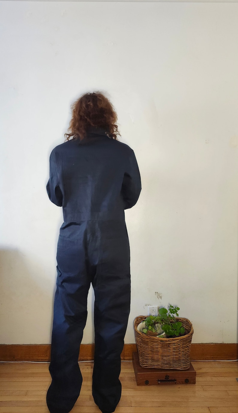 Boiler suit Mechanic's Jumpsuit blue grey Cotton Coverall Utility Jumpsuit 80s Workwear Suit, Size 42/33 Large men zdjęcie 9