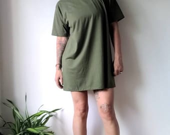 Vintage Long Tshirt Olive Green Tshirt Dress 90s Tshirt Deadlock Unisex Tee Oversize Tshirt 3X