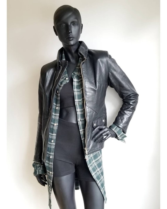 Vintage 70s Black Leather Jacket, Racer Cafe Jacke