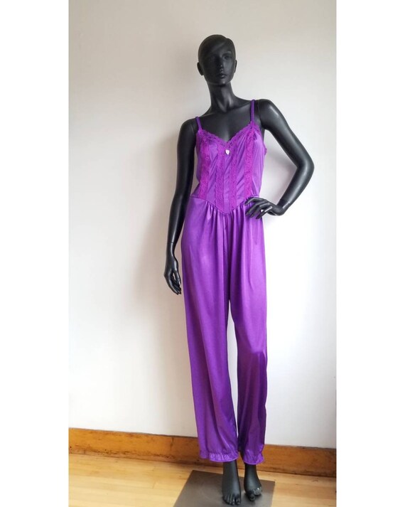 80s Lingerie, Purple Jumpsuit, Sexy Onesie, Vintag