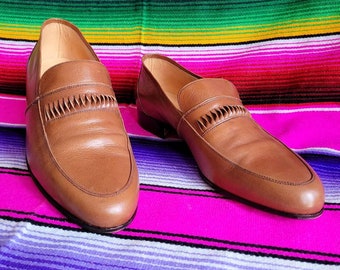 70er Loafer | Hergestellt in ITALIEN Vintage Schuhe | Slip-on-Schuhe für Herren | Dandy-Schuhe | Boho Chic Herrenschuhe | Cruise Loafer Schuhe | Größe 43,5