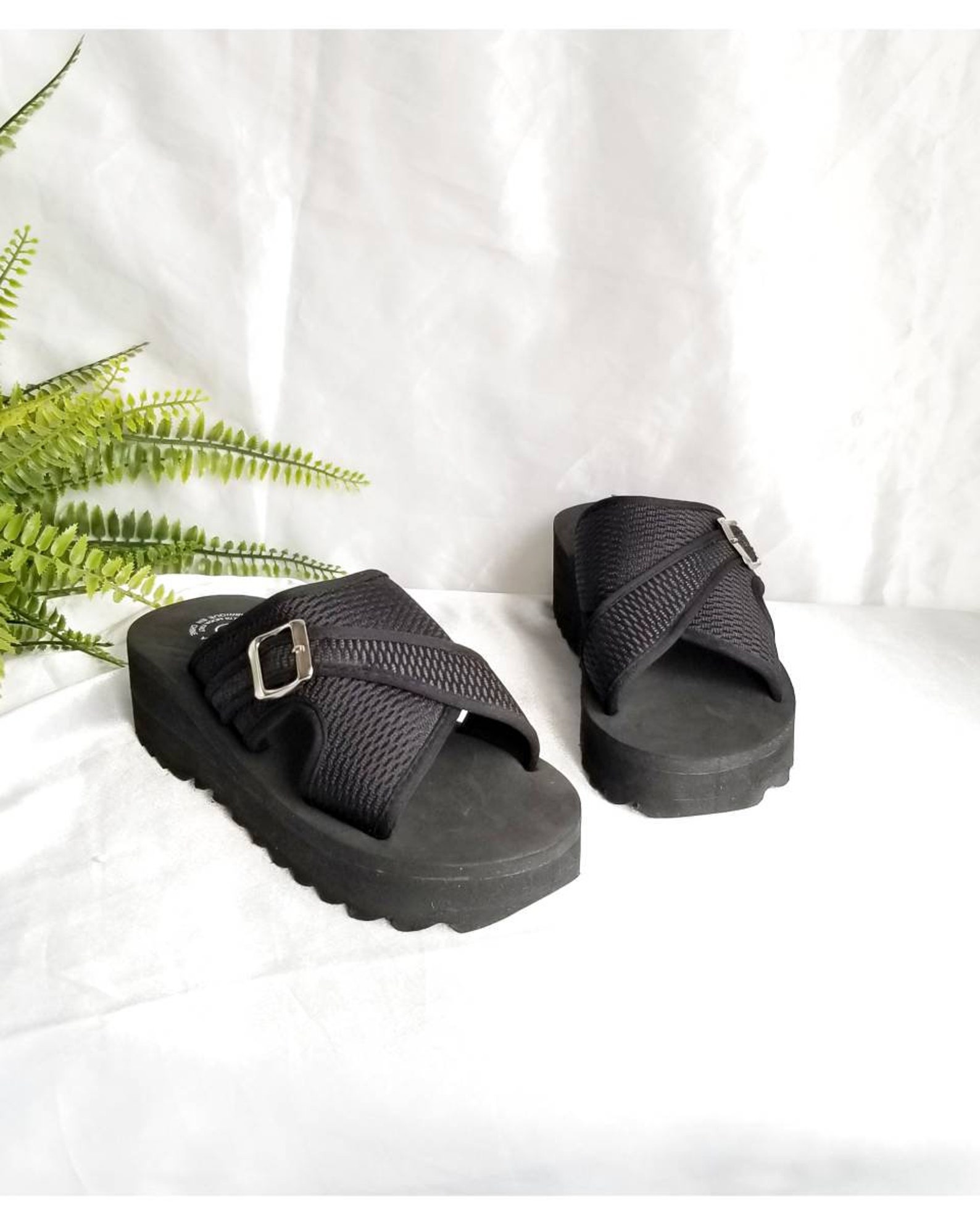 Size 7 to 7.5 / Y2k Foam Sandals Black Foam Sandals Chunky | Etsy