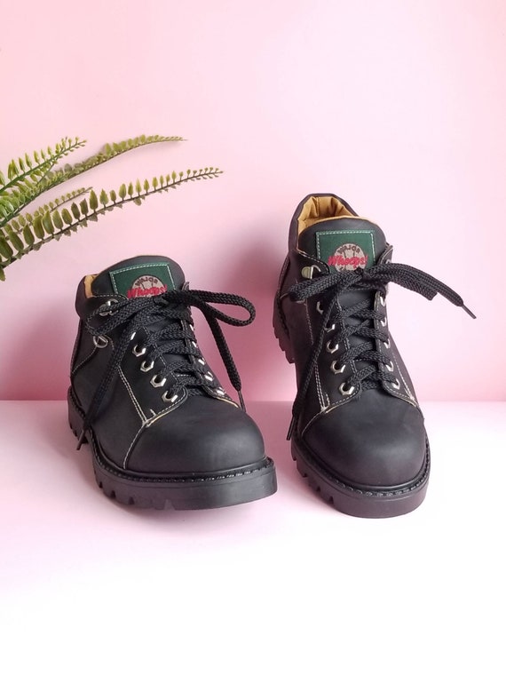 90s Chunky Shoes, Black Leather Chunky Shoes, Grun
