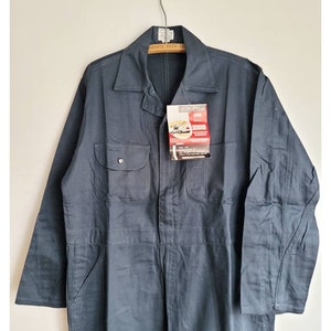 Boiler suit Mechanic's Jumpsuit blue grey Cotton Coverall Utility Jumpsuit 80s Workwear Suit, Size 42/33 Large men zdjęcie 2