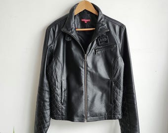 ジャケット・アウター y2k RATTLE TRAP single riders jacket 2 Y2k Leather Jacket | Vintage Black Leather Coat | Biker