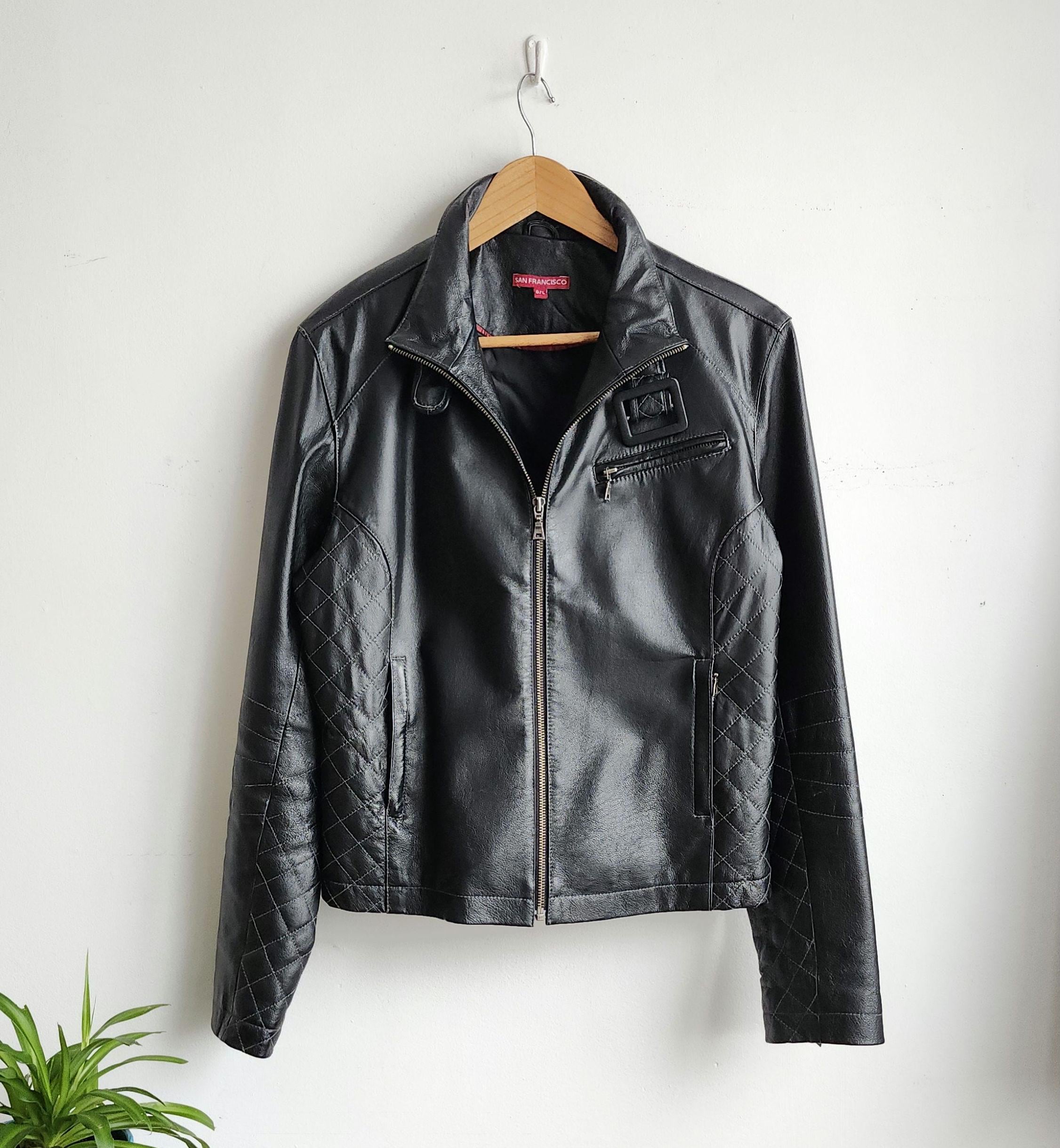 Y2k Leather Jacket | Vintage Black Leather Coat | Biker