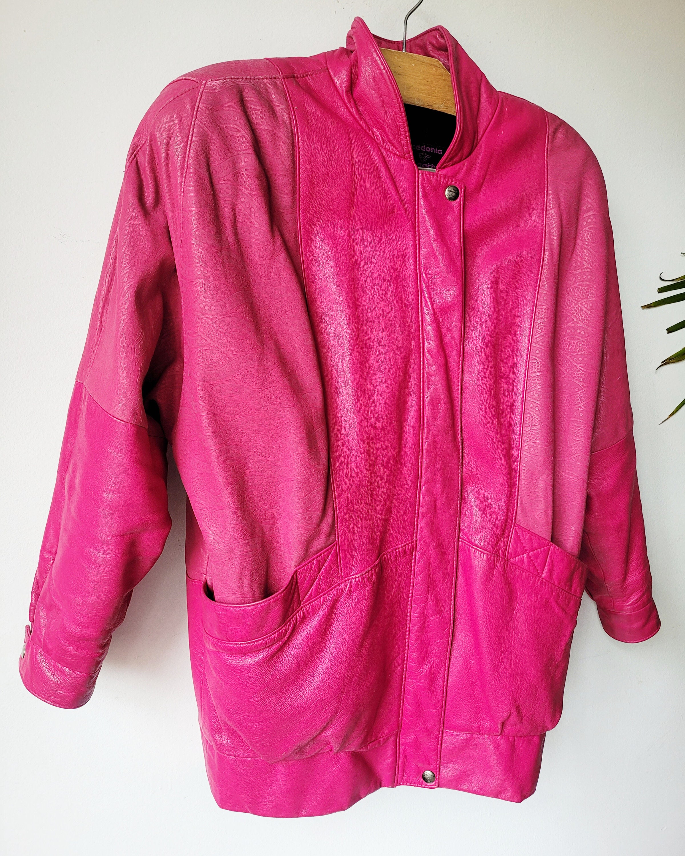 Hot pink cheap leather jackets