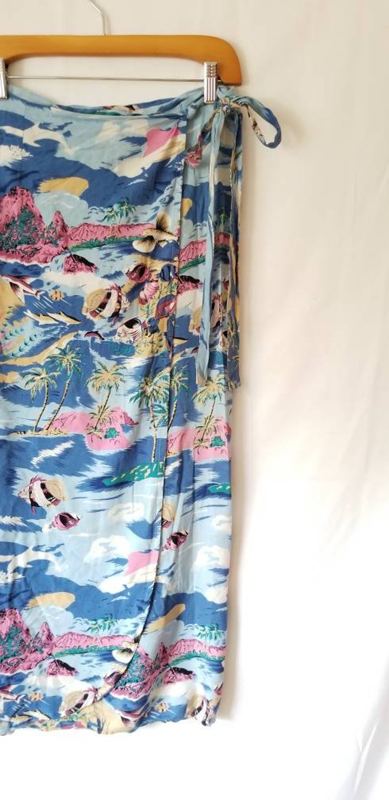 Pareo Tropical graphic Skirt One size fit all Tropical Sarong Summer festival dress beach Vintage skirt fish