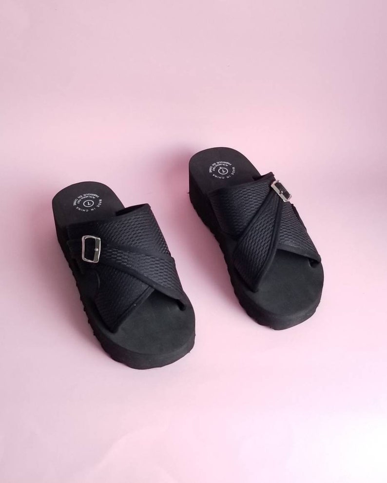 Size 5 Y2k chunky Sandals Black Foam Sandals 00s Platform | Etsy