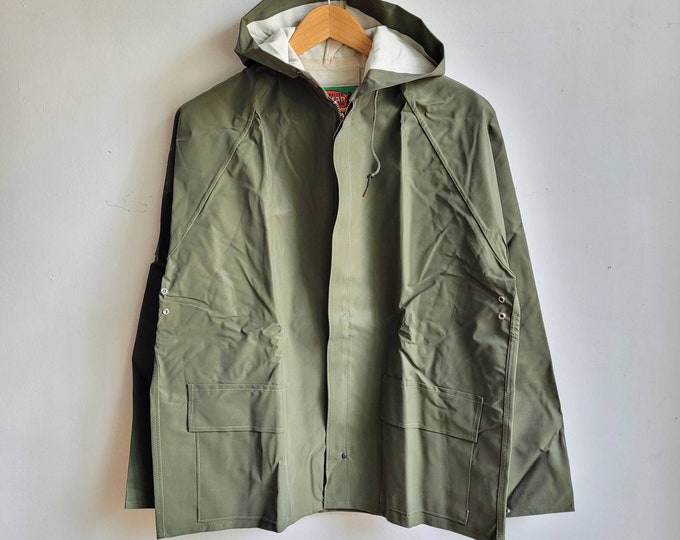 70s Raincoat Vintage Rubber Jacket 80s Work Jacket Minimalist Coat ...