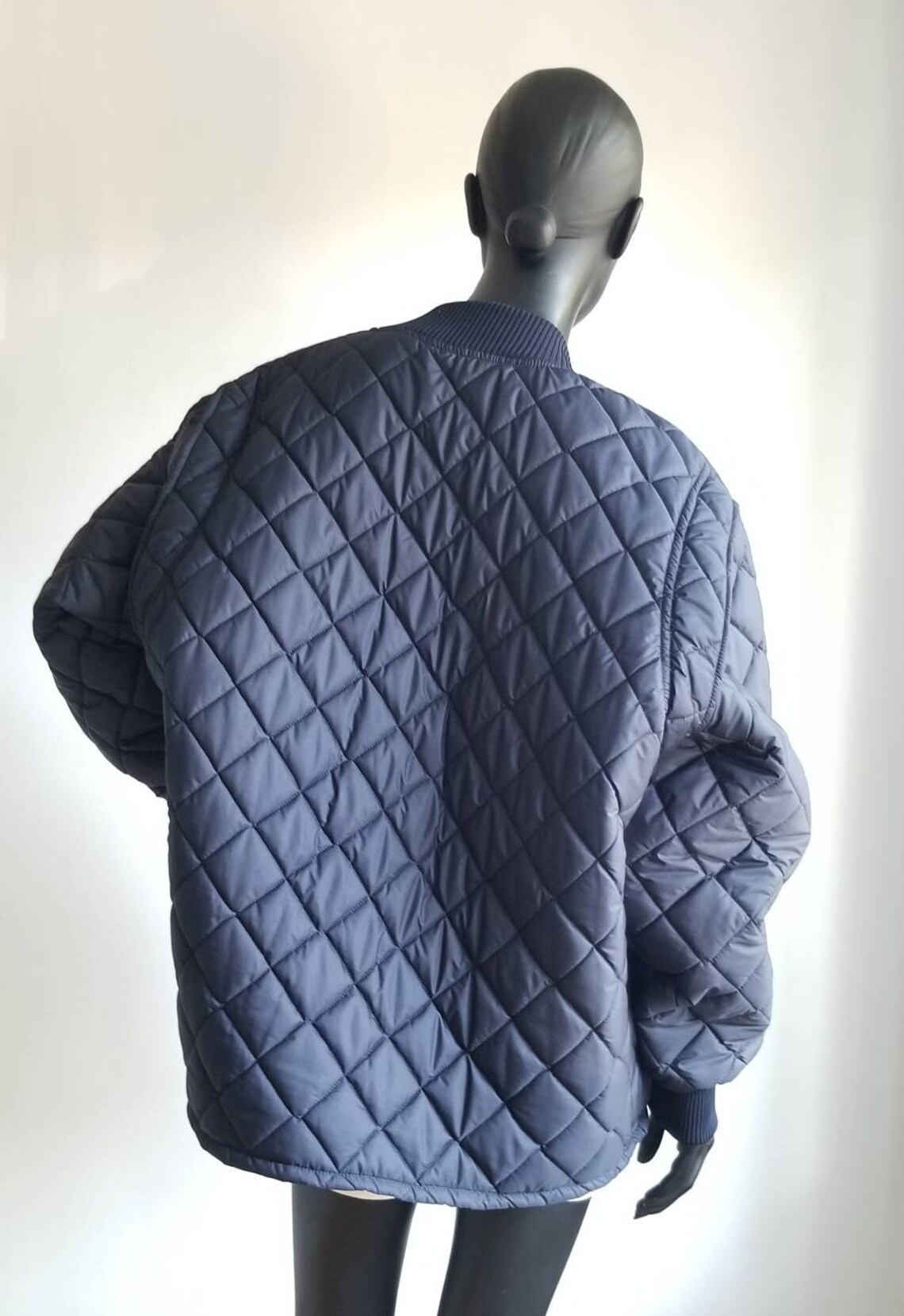 Quilted Oversize Jacket Navy Workwear Jacket 90s Deadstock | Etsy