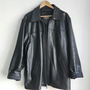 Minimalist Black Leather Jacket | 2000s Leather Coat | Gender Neutral Leather Jacket | Winter Coat | Oversize Boxy Fit Leather Coat | XL