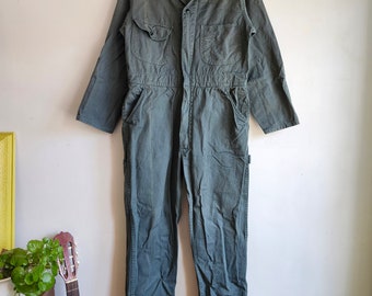 70s Boiler Suit Light Green 100% Cotton Coveralls Workwear Vintage Utility jJumpsuit Mechanic's Coverall Deadstock, Size 36 (small women)