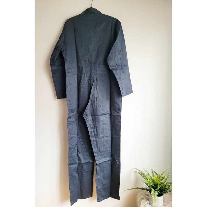 Boiler suit Mechanic's Jumpsuit blue grey Cotton Coverall Utility Jumpsuit 80s Workwear Suit, Size 42/33 Large men zdjęcie 6