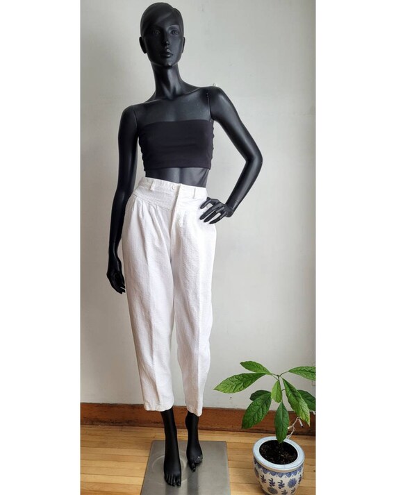 80s Pants Vintage Cotton Pants White 