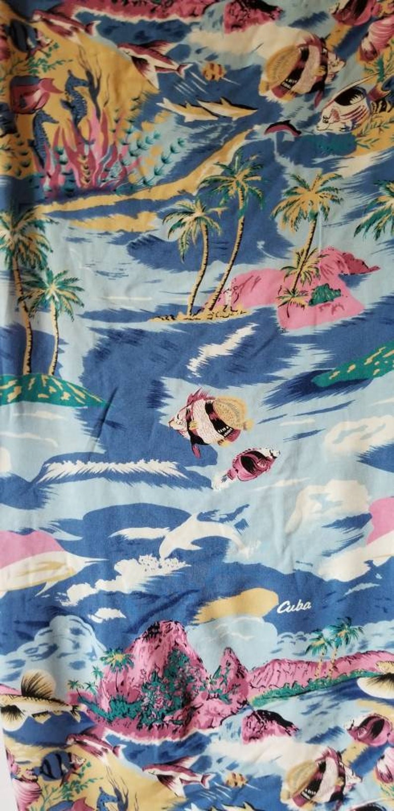 Pareo Tropical graphic Skirt One size fit all Tropical Sarong Summer festival dress beach Vintage skirt fish