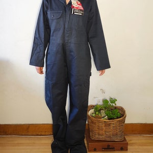Boiler suit Mechanic's Jumpsuit blue grey Cotton Coverall Utility Jumpsuit 80s Workwear Suit, Size 42/33 Large men zdjęcie 1
