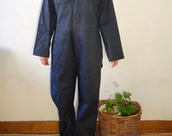 Boiler suit Mechanic's Jumpsuit blue grey Cotton Coverall Utility Jumpsuit 80s Workwear Suit, Size 42/33 (Large men)